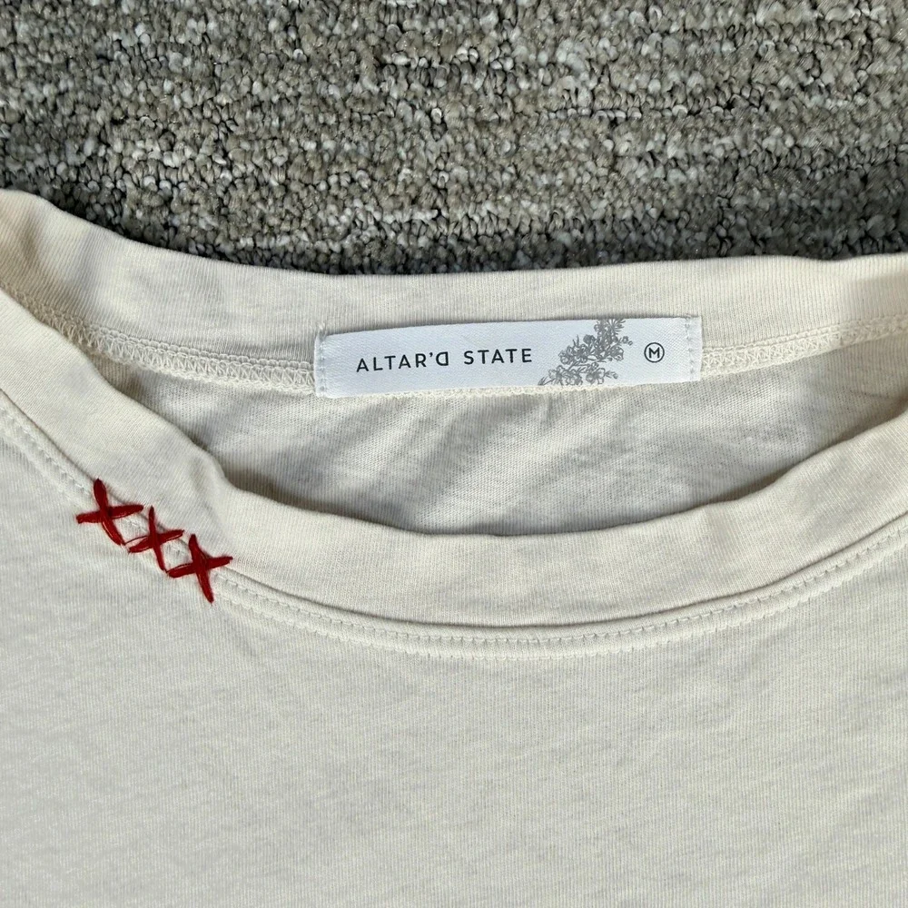 Altar'd State Yee Haw Graphic Tee Star‎ Western Cream Medium Cotton Womens